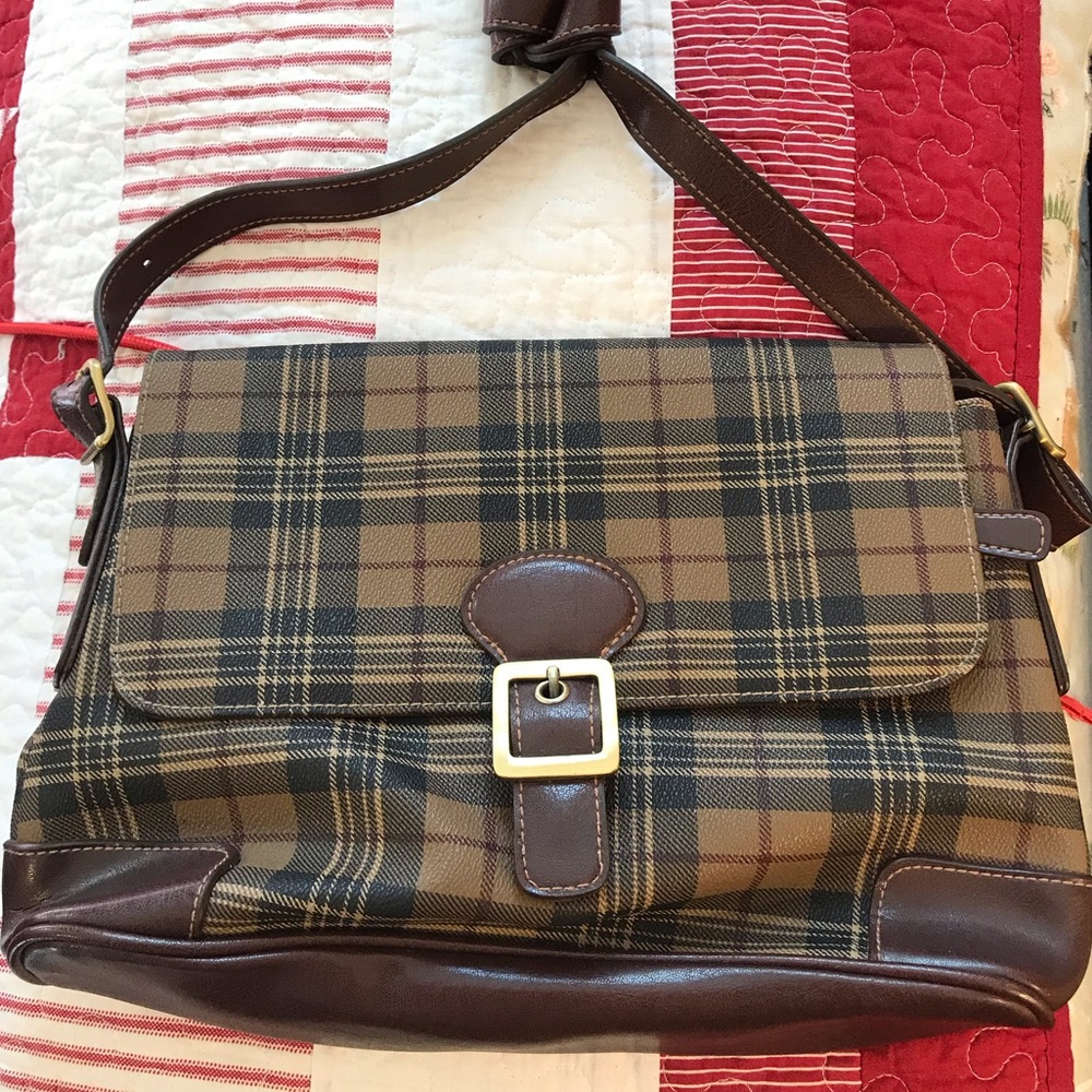 Vintage Style Brown Plaid Purse